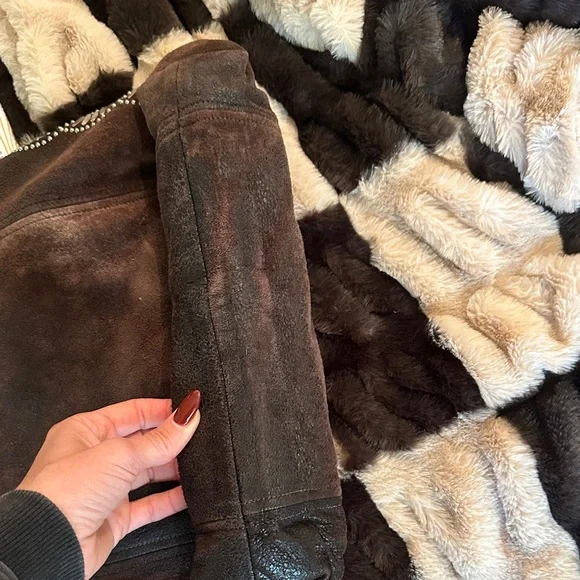 Brown Suede Shoulder Bag with Embellished Strap - Picture 6 of 6